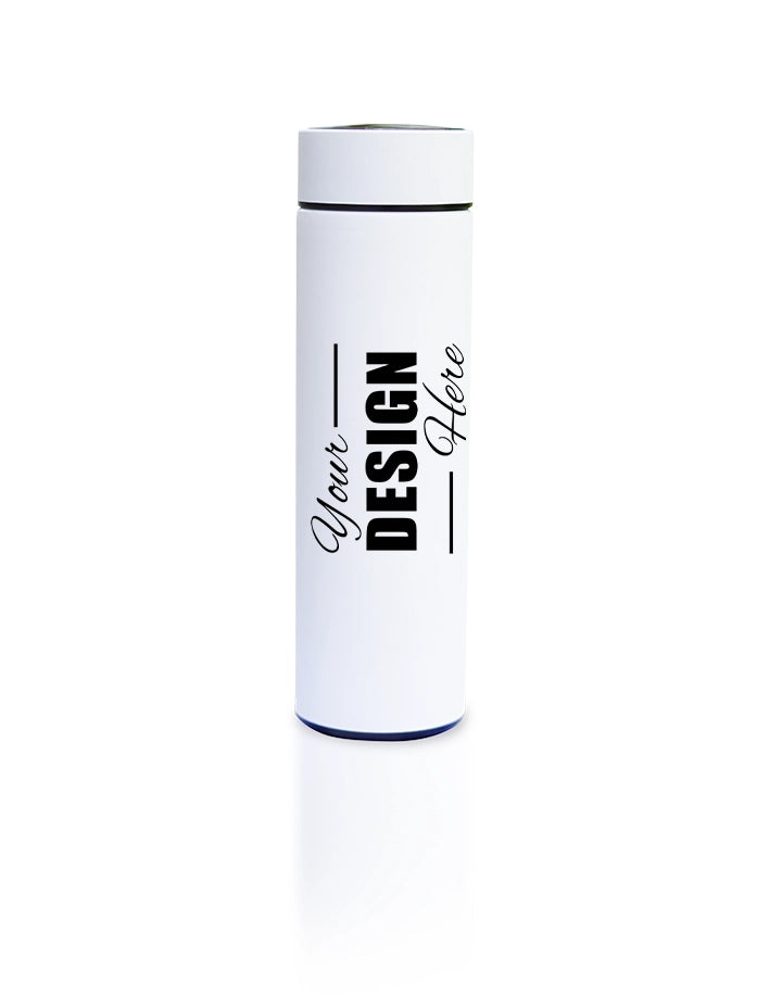 LED Temperature Display Water Bottle – Hot & Cold Flask – 500ml Smart Thermos with Touch Sensor – White